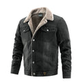 Mens Fleece Lined Denim Jacket, Removable Faux Fur Collar Winter Warm Jean Coat, Heavyweight Casual Trucker Outerwear for Fall Winter Black Friday Gift